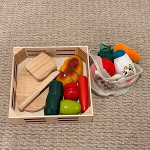 Melissa & Doug Set of 2 Food Toys Cutting Food and Market Basket